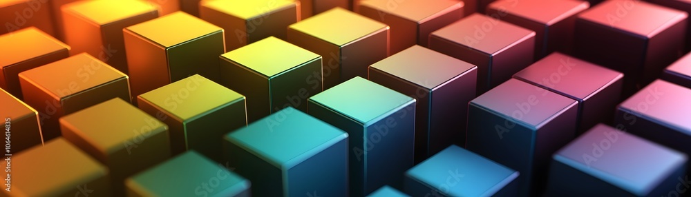 Poster abstract colorful metallic cube pattern