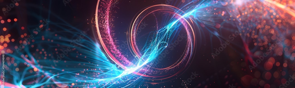 Poster neon symbol loop sign light background 3d line abstract infinite glow digital blue shape concept ico