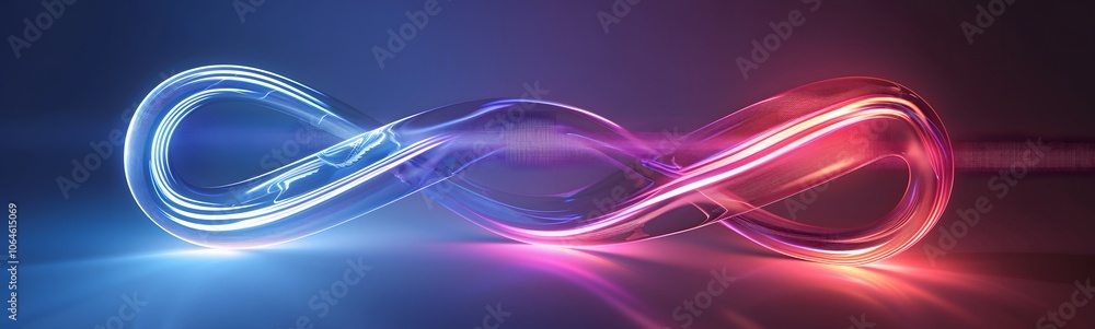 Poster neon symbol loop sign light background 3d line abstract infinite glow digital blue shape concept ico