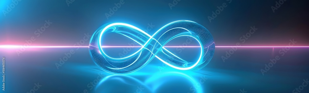 Aufkleber neon symbol loop sign light background 3d line abstract infinite glow digital blue shape concept ico