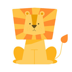 Cute lion hand drawn illustration white background.