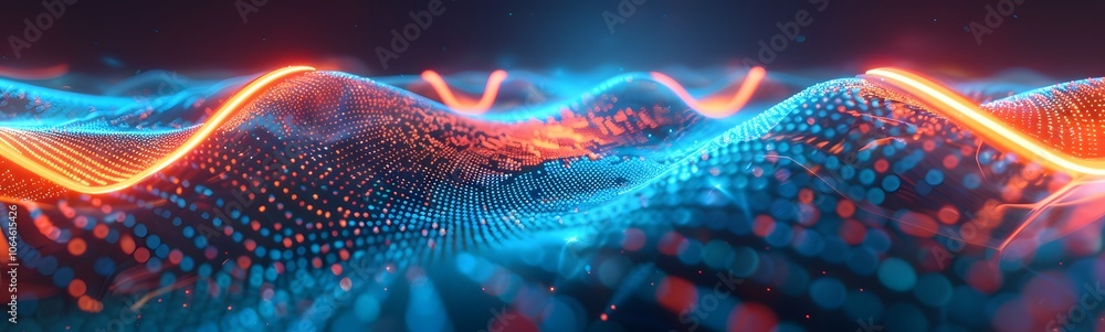 Poster neon symbol loop sign light background 3d line abstract infinite glow digital blue shape concept ico