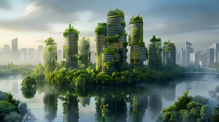 Futuristic green eco city concept