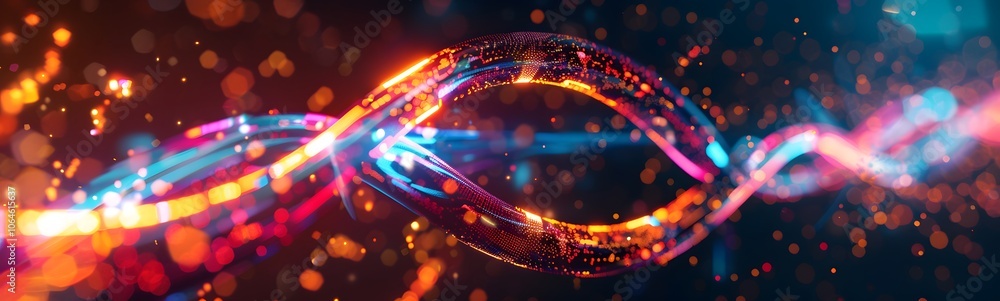 Poster neon symbol loop sign light background 3d line abstract infinite glow digital blue shape concept ico