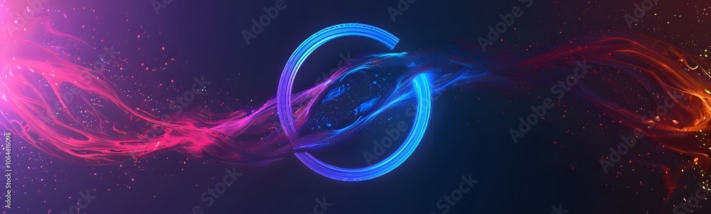 Poster neon symbol loop sign light background 3d line abstract infinite glow digital blue shape concept ico