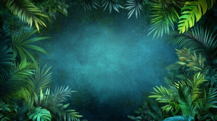 Deep in the jungle, a tropical paradise of lush greenery and exotic plants lush