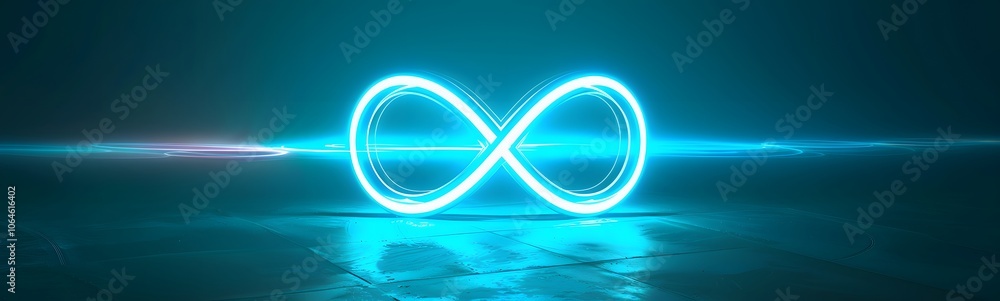 Poster neon symbol loop sign light background 3d line abstract infinite glow digital blue shape concept ico