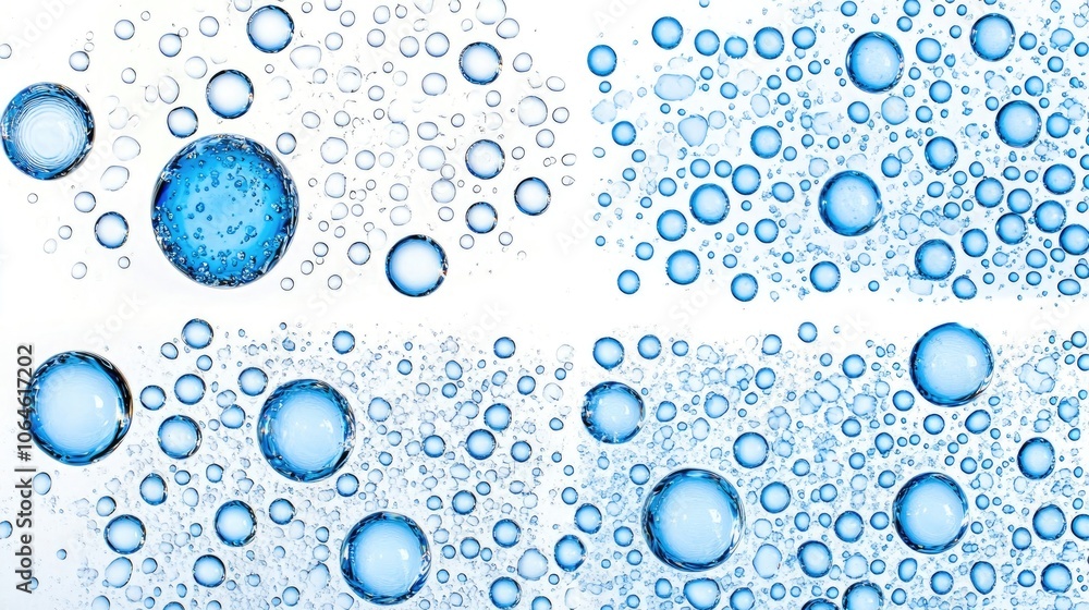 Poster multiple water droplets on a clear surface sparkling in natural light generative ai