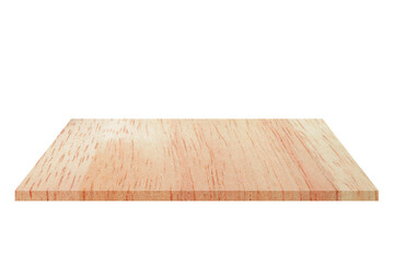 Empty brown old wooden shelf isolated on white background. for montage of your product