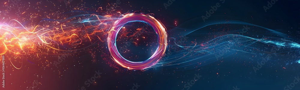 Poster neon symbol loop sign light background 3d line abstract infinite glow digital blue shape concept ico