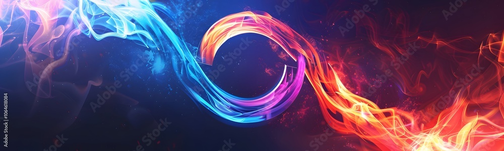 Poster neon symbol loop sign light background 3d line abstract infinite glow digital blue shape concept ico