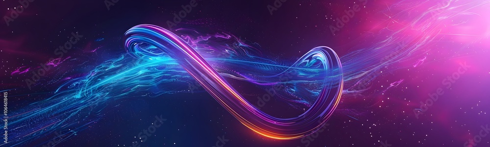 Poster neon symbol loop sign light background 3d line abstract infinite glow digital blue shape concept ico