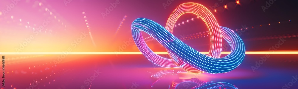 Poster neon symbol loop sign light background 3d line abstract infinite glow digital blue shape concept ico