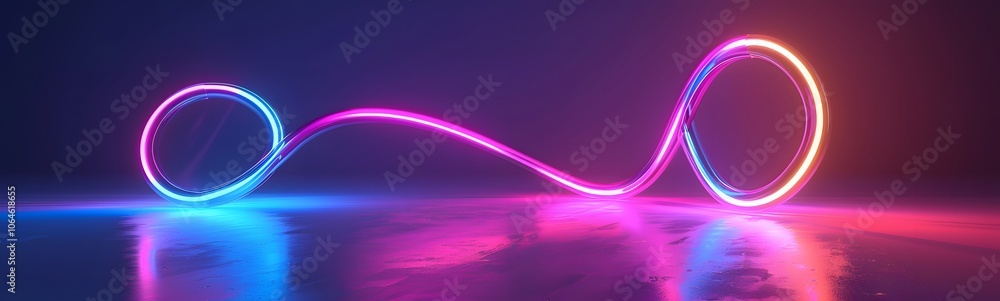 Poster neon symbol loop sign light background 3d line abstract infinite glow digital blue shape concept ico