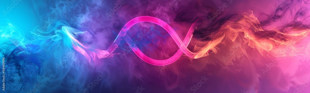 Poster neon symbol loop sign light background 3d line abstract infinite glow digital blue shape concept ico