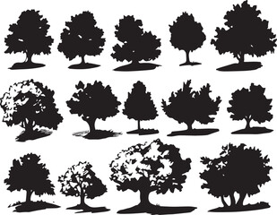 Set Trees. Hand drawn vector illustration