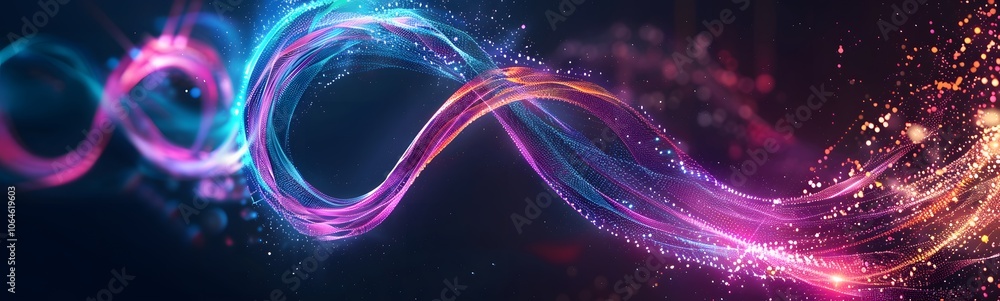 Aufkleber neon symbol loop sign light background 3d line abstract infinite glow digital blue shape concept ico
