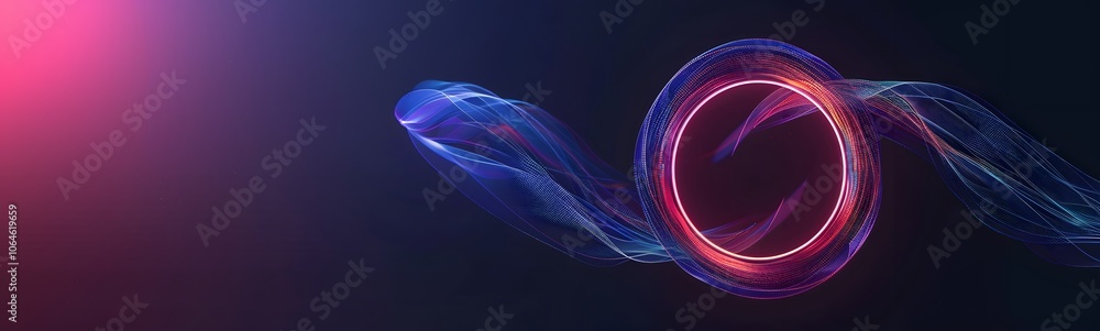 Poster neon symbol loop sign light background 3d line abstract infinite glow digital blue shape concept ico