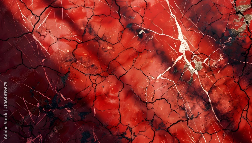 Poster abstract red and black textured background with cracks and lines.