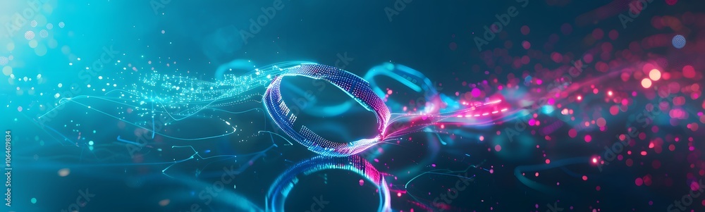 Poster neon symbol loop sign light background 3d line abstract infinite glow digital blue shape concept ico