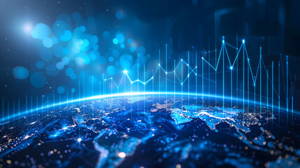 Global business growth graph digital investment strategy for financial success in technology economy
