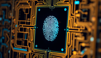 Coding process displayed on futuristic digital interface and Finger touching blue technology concept