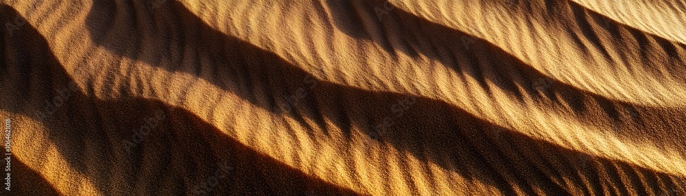Poster close-up view of golden sand dunes with wave-like patterns
