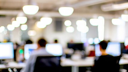 A blurred image hinting at tech-related office decor and lighting.