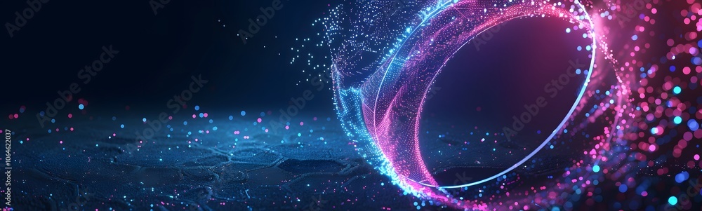 Poster neon symbol loop sign light background 3d line abstract infinite glow digital blue shape concept ico