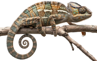 Fototapeta premium Exploring the Chameleon: A Unique Wildlife Species isolated on transparent Background