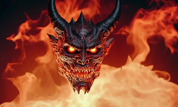 Demonic Face Emerging From Flames