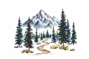 Fototapeta premium Winding Trail through Majestic Mountain Landscape