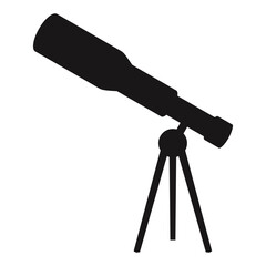 A telescope for schools. A device for astronomy, star observation, and viewing the crescent moon at the beginning of Ramadan and on Eid. Silhouette design vector illustration
