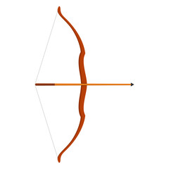 Bow and arrow isolated on white background. Archery or hunter tools. Vector illustration