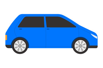 Vector illustration of SUV car in cartoon flat style. Family car icon for digital element. Compact SUV side view. Isolated on a white background