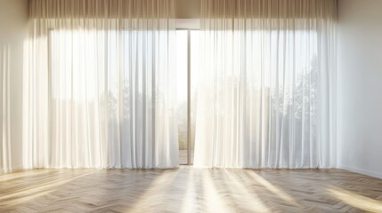 Minimalist Space with Sheer Curtains and Natural Light