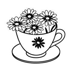 flower book cup silhouette black vector