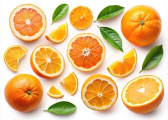 Isolated Illustrations of Orange Slices - Vibrant Citrus Fruit Designs for Conceptual Photography