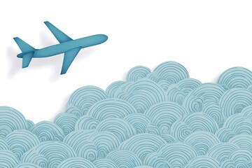 Naklejka premium Airplane Flying Above Swirling Clouds