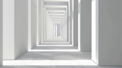 Fototapeta premium Grey White Line Building Structure 3D Background - a modern and architectural visual. The grey and white lines create a striking and structured atmosphere.