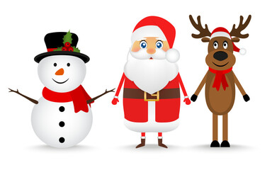 Santa Claus, reindeer and snowman for christmas 