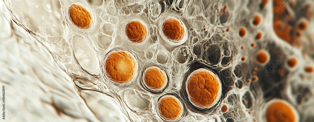 Poster closeup of microbial cells on microscope slide