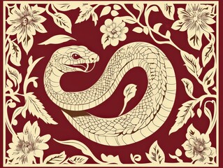 Floral Snake Illustration.