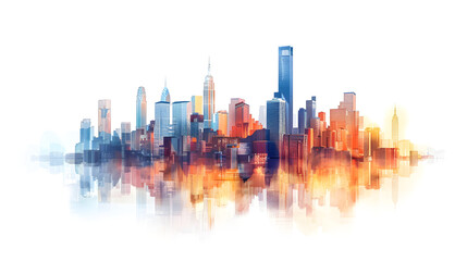 Naklejka premium Modern buildings, city skyline in contemporary color style and futuristic effects. Real Estate and Real Estate Development,Isolated on white background