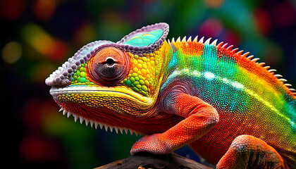 Fototapeta premium Colorful chameleon in vibrant high resolution