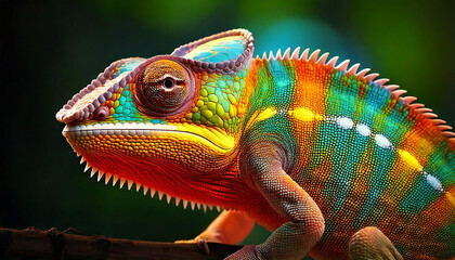 Fototapeta premium Colorful chameleon in vibrant high resolution