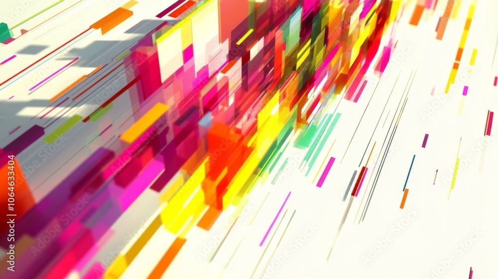 Poster Vibrant Abstract Motion with Colorful Linear Patterns