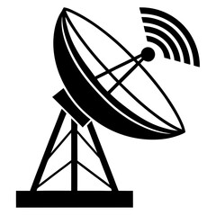 Satellite dish antenna silhouette  vector illustration 