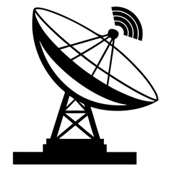 Satellite dish antenna silhouette  vector illustration 