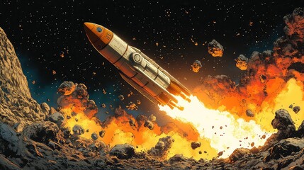 Naklejka premium Rocket, Generative AI